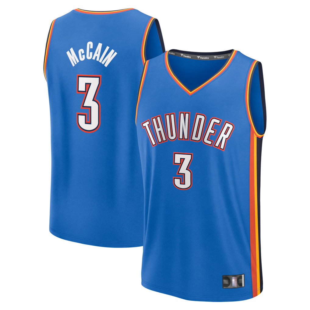 Ndoa OC.Thunder #3 Jared McCain Blue Fast Break Replica Stitched Jerseys - Icon Edition