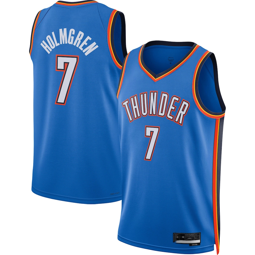 Ndoa OC.Thunder #7 Chet Holmgren Blue 2022 Draft First Round Pick Player Swingman Stitched Jerseys - Icon Edition
