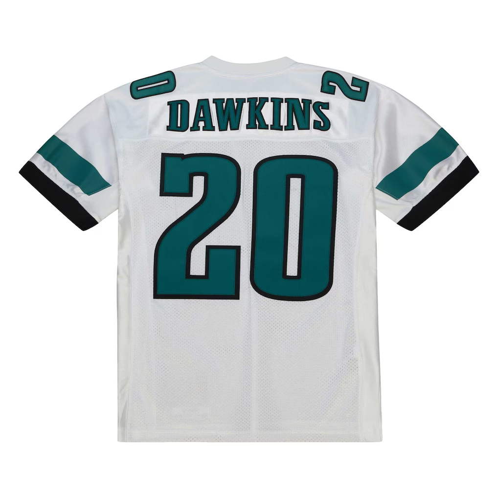 Ndoa P.Eagles 1996 #20 Brian Dawkins Mitchell & Ness White Authentic Throwback Retired Player Stitched Puhic Jersey