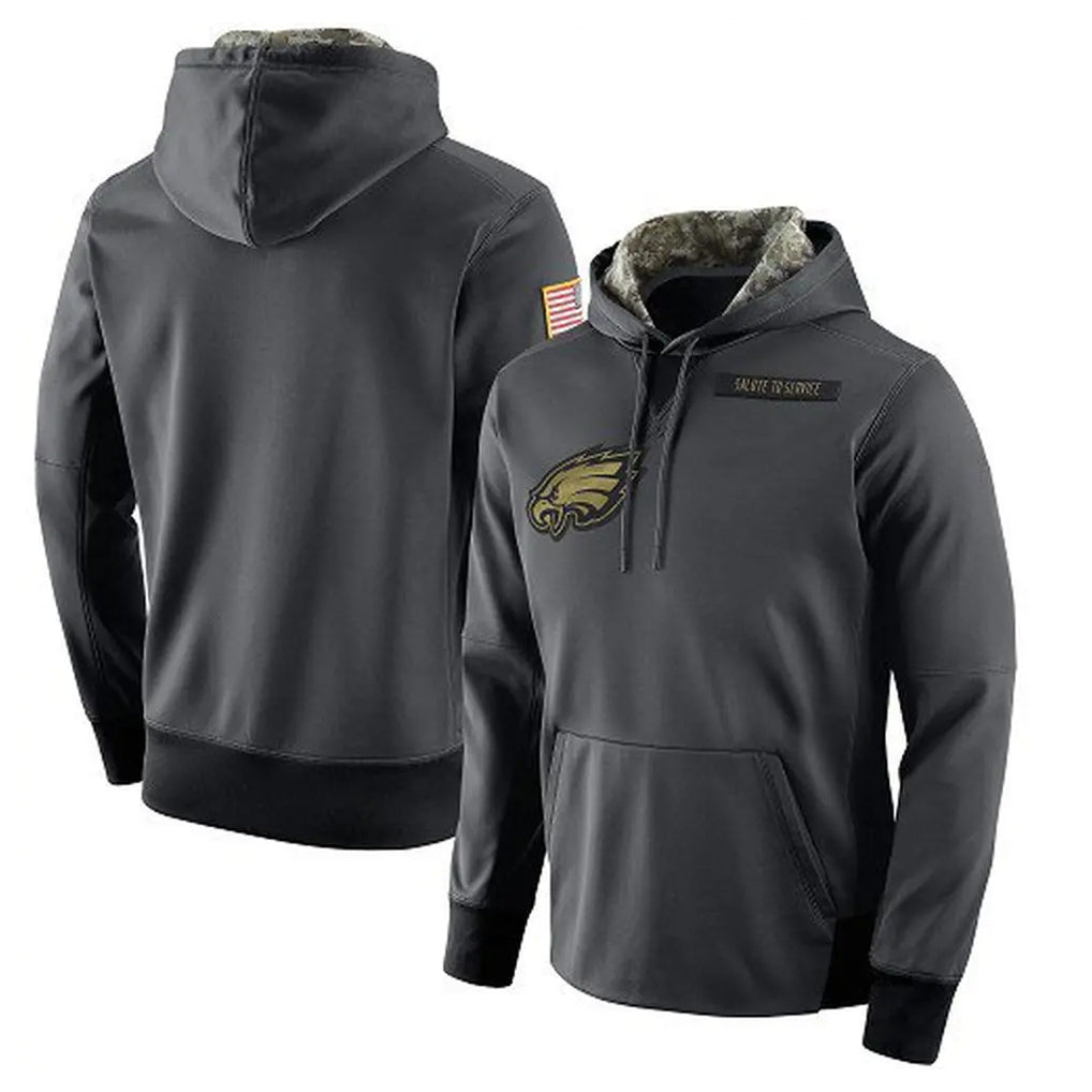 Ndoa P.Eagles Gray Pullover Hoodies Home Game Blank Player Stitched Jerseys