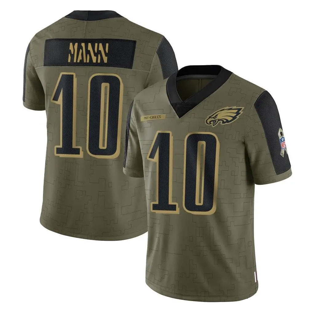 Ndoa P.Eagles #10 Braden Mann Player Olive Salute To Service Limited Game Stitched Jerseys