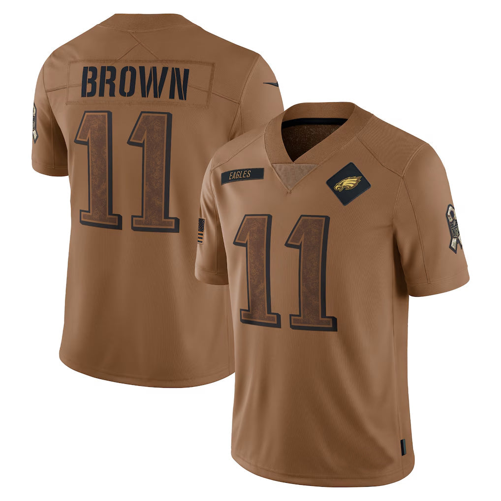 Ndoa P.Eagles #11 A.J. Brown Player Brown Salute To Service Limited Stitched Jerseys