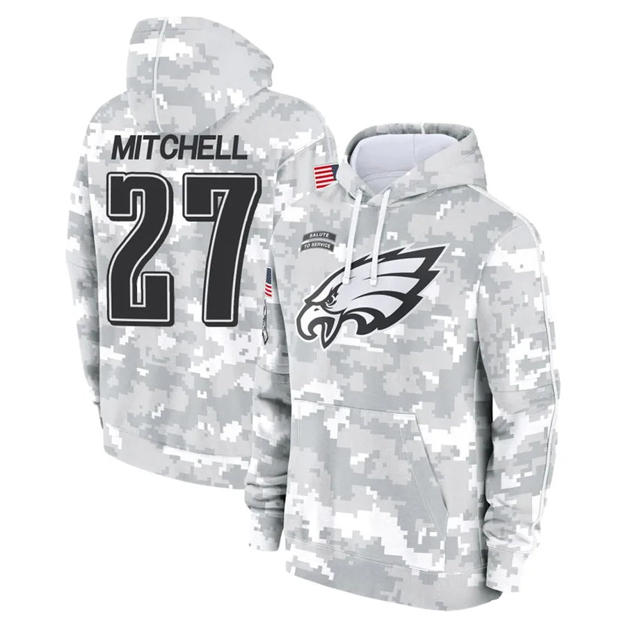 Ndoa P.Eagles #27 Quinyon Mitchell Player Military Hoodie Arctic Camo Salute To Service Stitched Jerseys