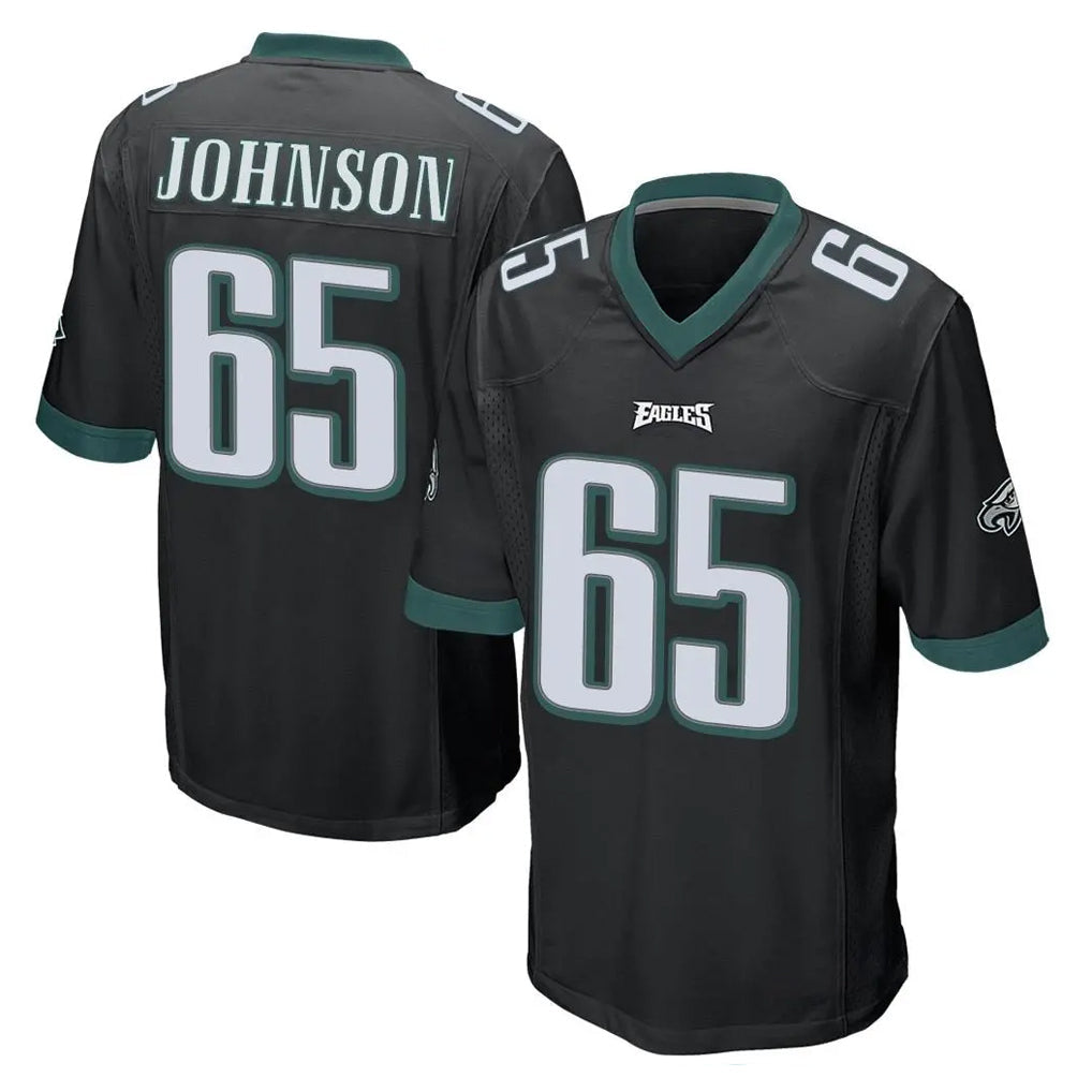 Ndoa P.Eagles #65 Lane Johnson Player Black Home Game Stitched Jerseys