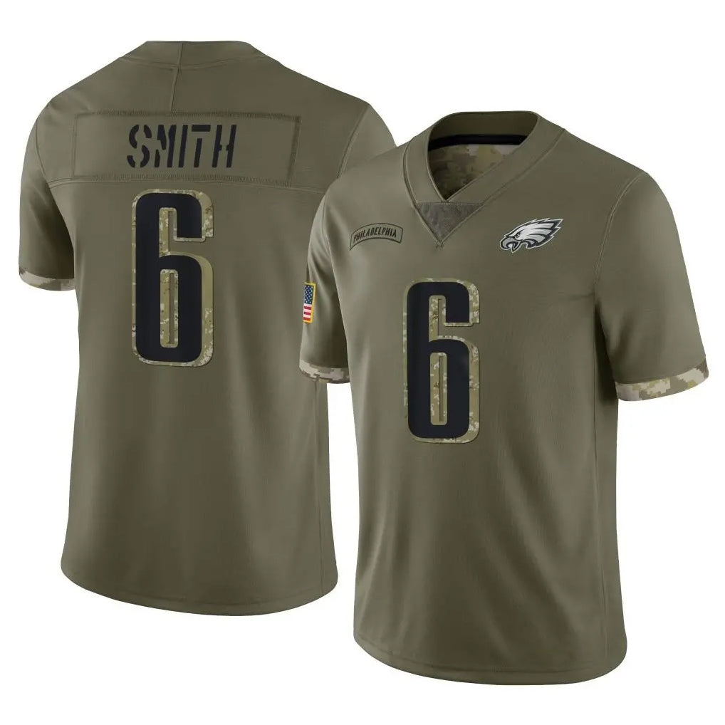 Ndoa P.Eagles #6 DeVonta Smith Player Olive Salute To Service Limited Stitched Jerseys