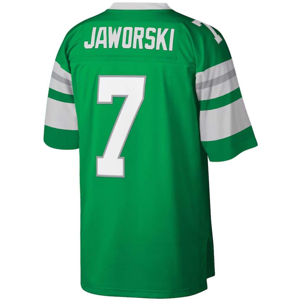 Ndoa P.Eagles #7 Ron Jaworski Mitchell & Ness Kelly Green Legacy Replica Stitched Puhic Jersey