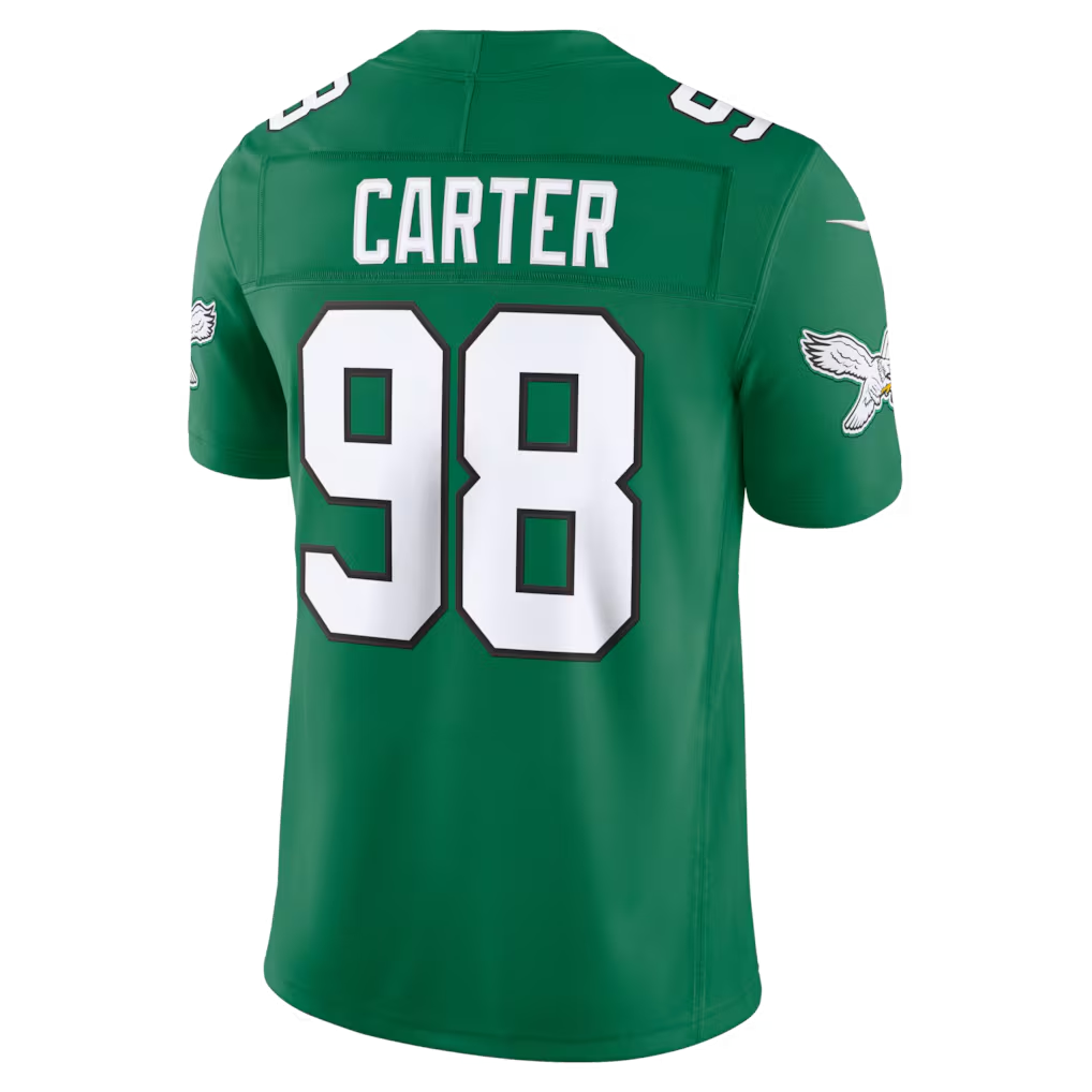 Ndoa P.Eagles #98 Jalen Carter Kelly Green Alternate Vapor F.U.S.E. Stitched Limited Jerseys