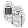 Ndoa P.Eagles #98 Jalen Carter Player Military Hoodie Arctic Camo Salute To Service Stitched Jerseys