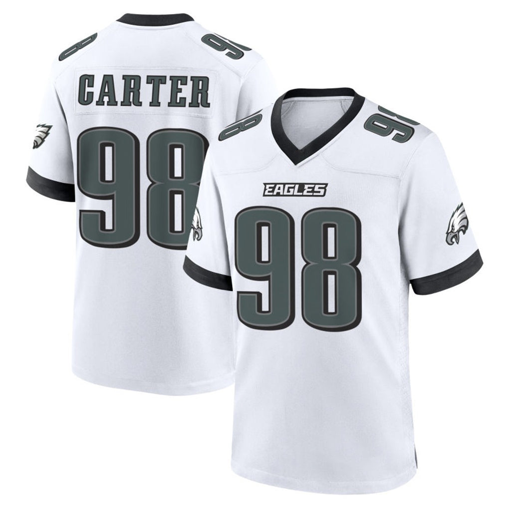 Ndoa P.Eagles #98 Jalen Carter Player White Game Home Stitched Jerseys