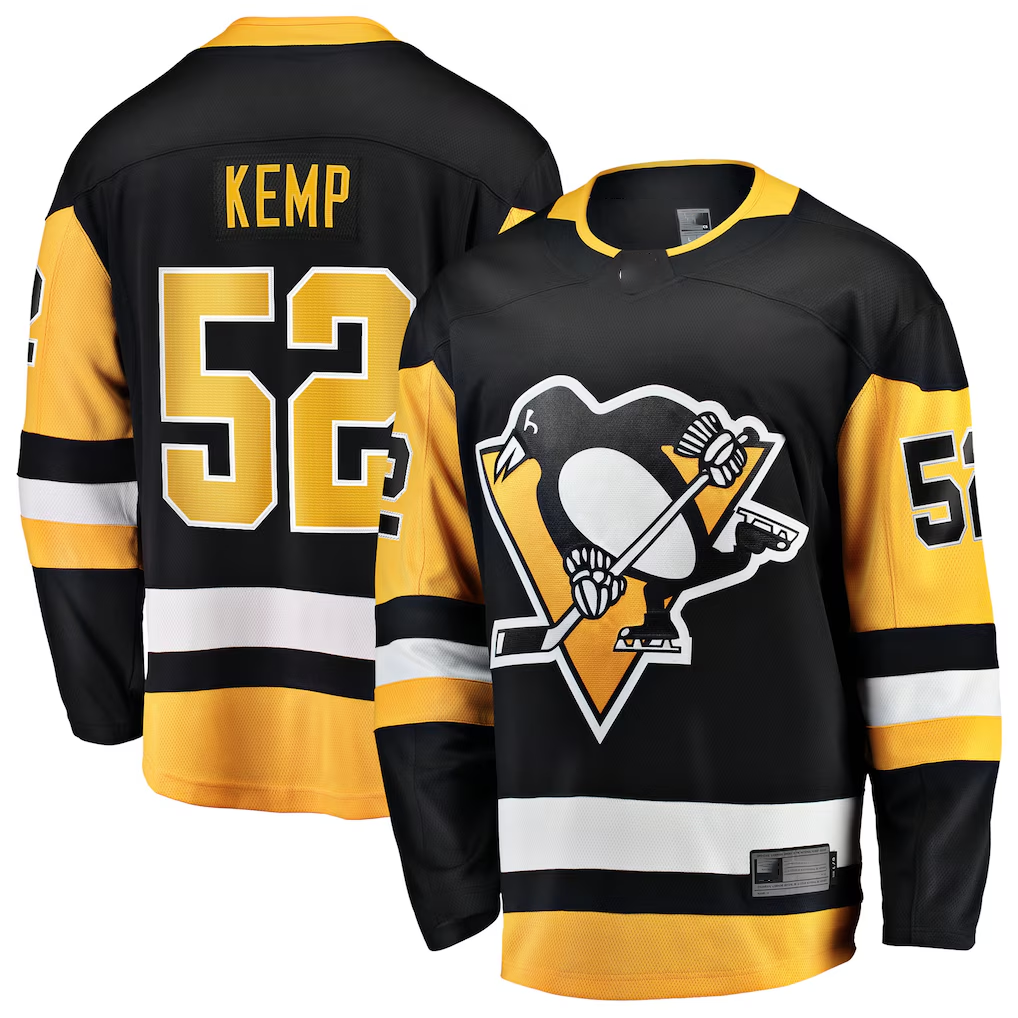 Ndoa P.Penguins #52 Philip Kemp Black Home Breakaway Jerseys