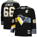 Ndoa P.Penguins #66 Mario Lemieux Mitchell & Ness Black 1996-97 Blue Line 2.0 Jerseys