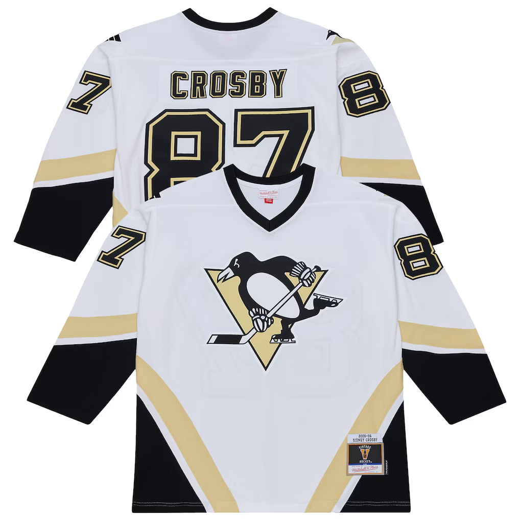 Ndoa P.Penguins #87 Sidney Crosby Mitchell & Ness White 2005 Power Play Jerseys