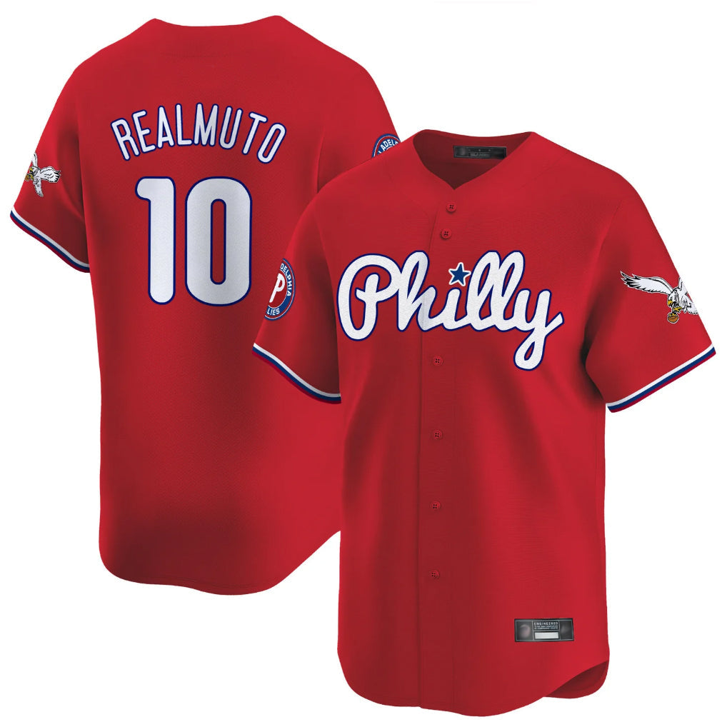 Ndoa P.Phillies #10 J.T. Realmuto Player Red Phillies & Eagles Vapor Premier Limited Stitched Jerseys