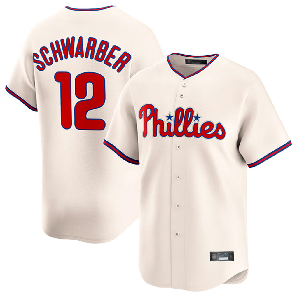 Ndoa P.Phillies #12 Kyle Schwarber Player Cream Home Limited Stitched Jerseys