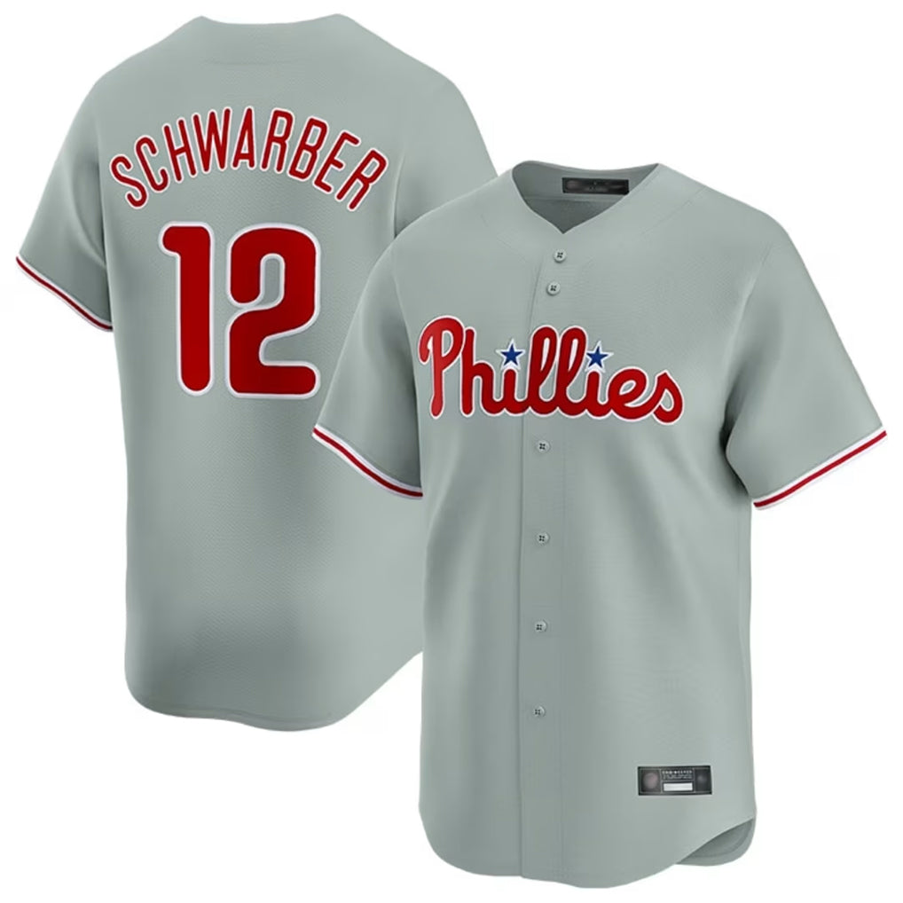 Ndoa P.Phillies #12 Kyle Schwarber Player Gray Home Limited Stitched Jerseys
