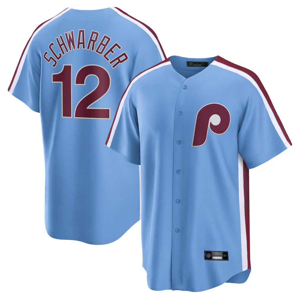 Ndoa P.Phillies #12 Kyle Schwarber Player Light Blue Home Game Stitched Jerseys