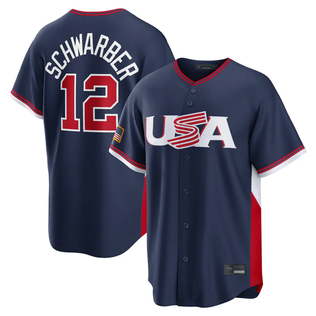Ndoa P.Phillies #12 Kyle Schwarber Player Navy USA World Classic Game Limited Stitched Jerseys