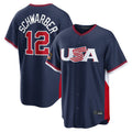 Ndoa P.Phillies #12 Kyle Schwarber Player Navy USA World Classic Game Limited Stitched Jerseys