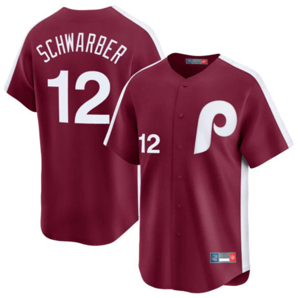 Ndoa P.Phillies #12 Kyle Schwarber Player Red Cooperstown Collection Limited Home Stitched Jerseys