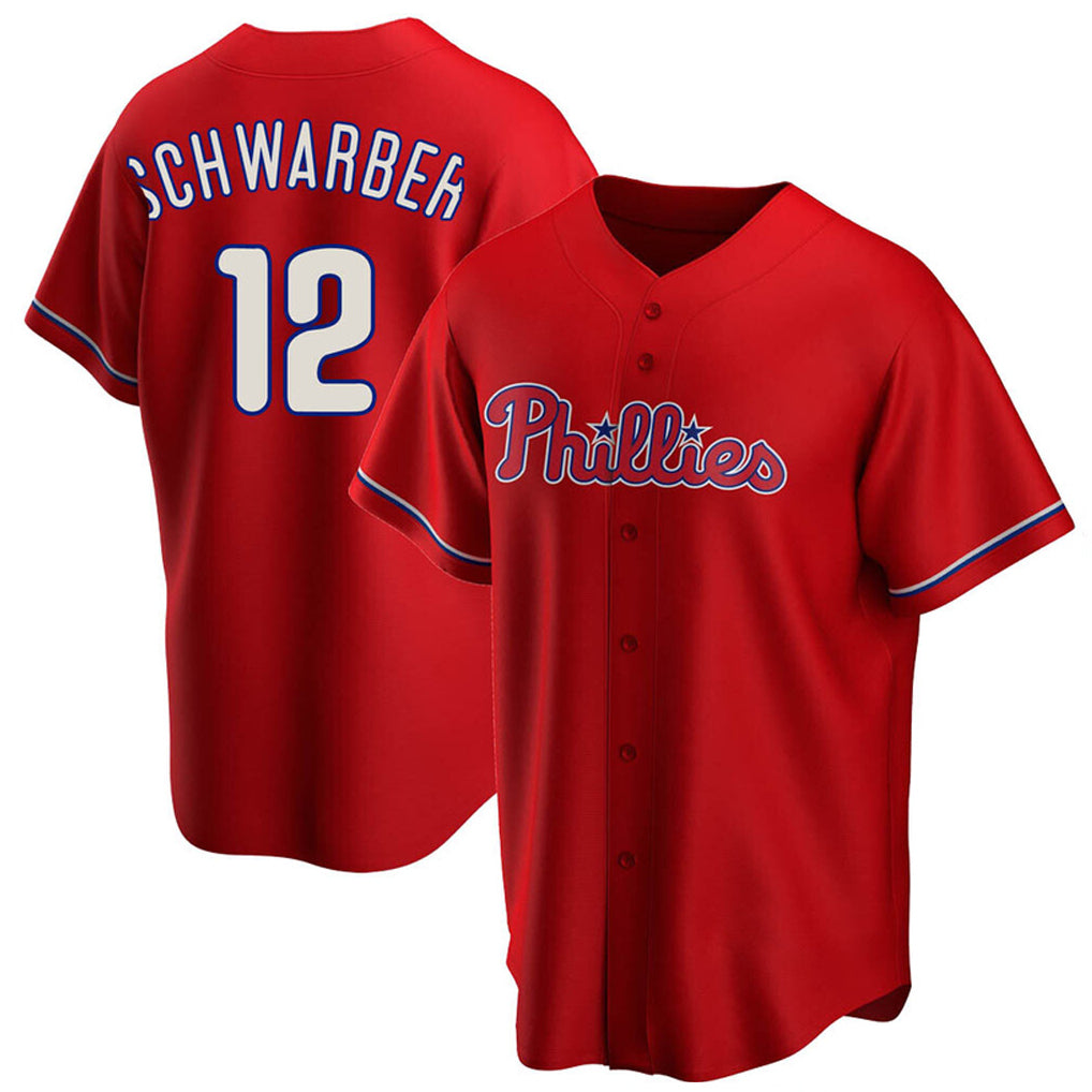 Ndoa P.Phillies #12 Kyle Schwarber Player Red Home Game Stitched Jerseys
