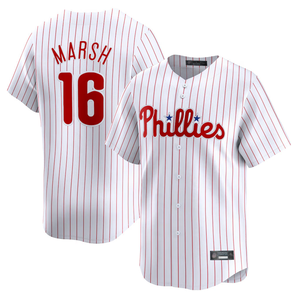 Ndoa P.Phillies #16 Brandon Marsh Player White Home Limited Stitched Jerseys
