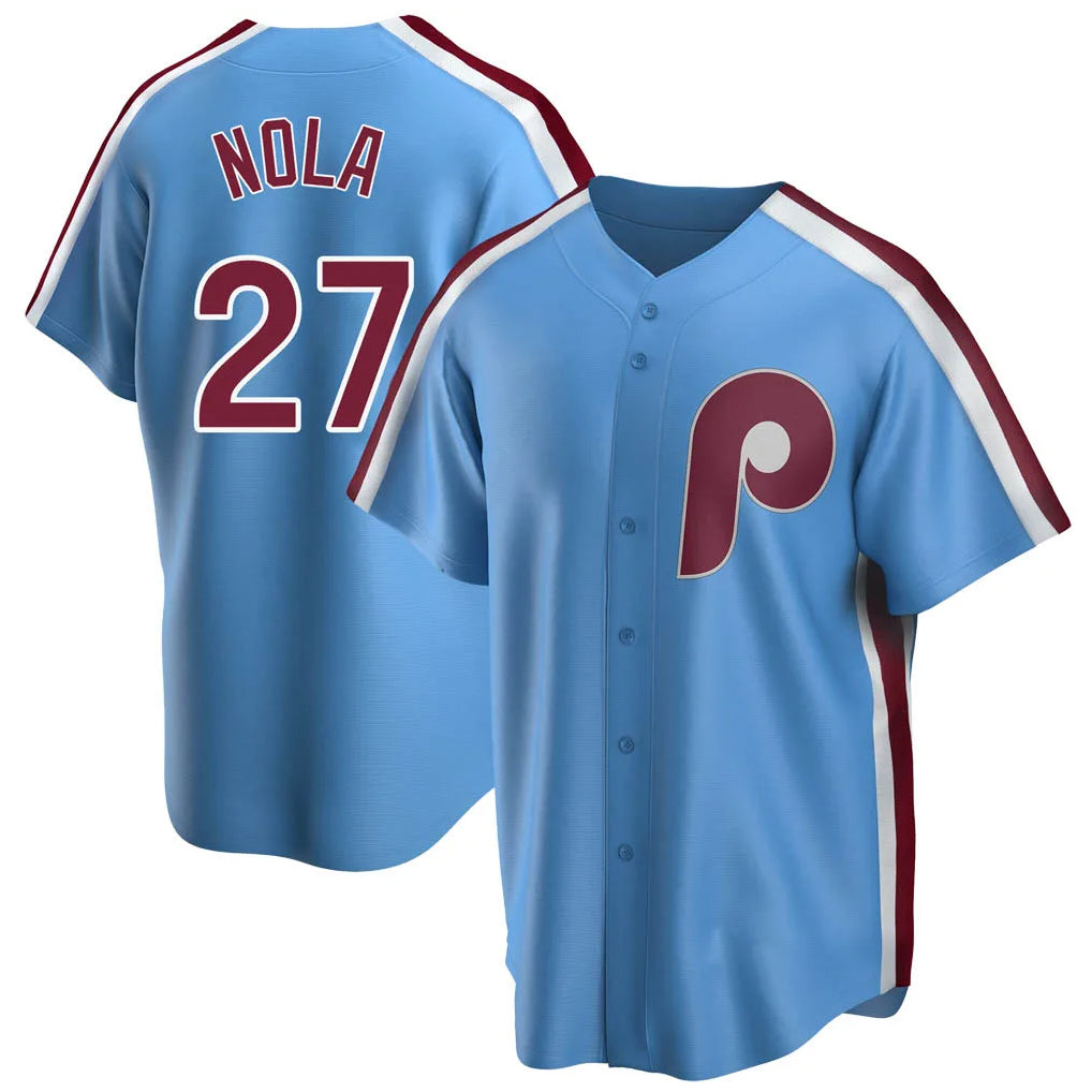 Ndoa P.Phillies #27 Aaron Nola Player Light Blue Replica Game Stitched Jerseys
