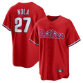 Ndoa P.Phillies #27 Aaron Nola Player Red Home Game Stitched Jerseys