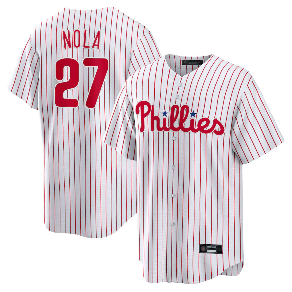 Ndoa P.Phillies #27 Aaron Nola Player White Home Game Stitched Jerseys