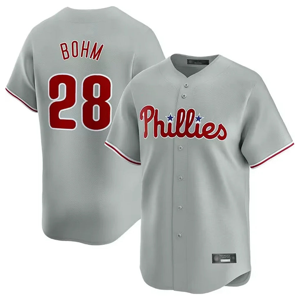 Ndoa P.Phillies #28 Alec Bohm Player Gray Home Limited Stitched Jerseys