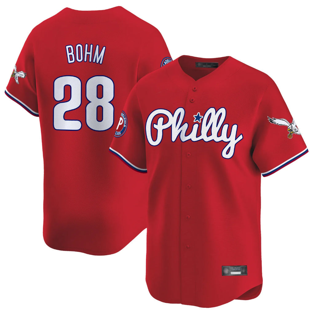 Ndoa P.Phillies #28 Alec Bohm Player Red Phillies & Eagles Vapor Premier Limited Stitched Jerseys