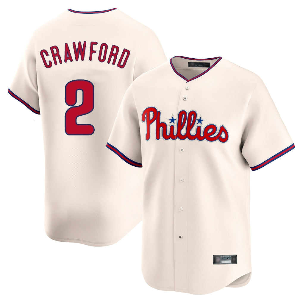 Ndoa P.Phillies #2 Justin Crawford Player Cream Home Limited Stitched Jerseys