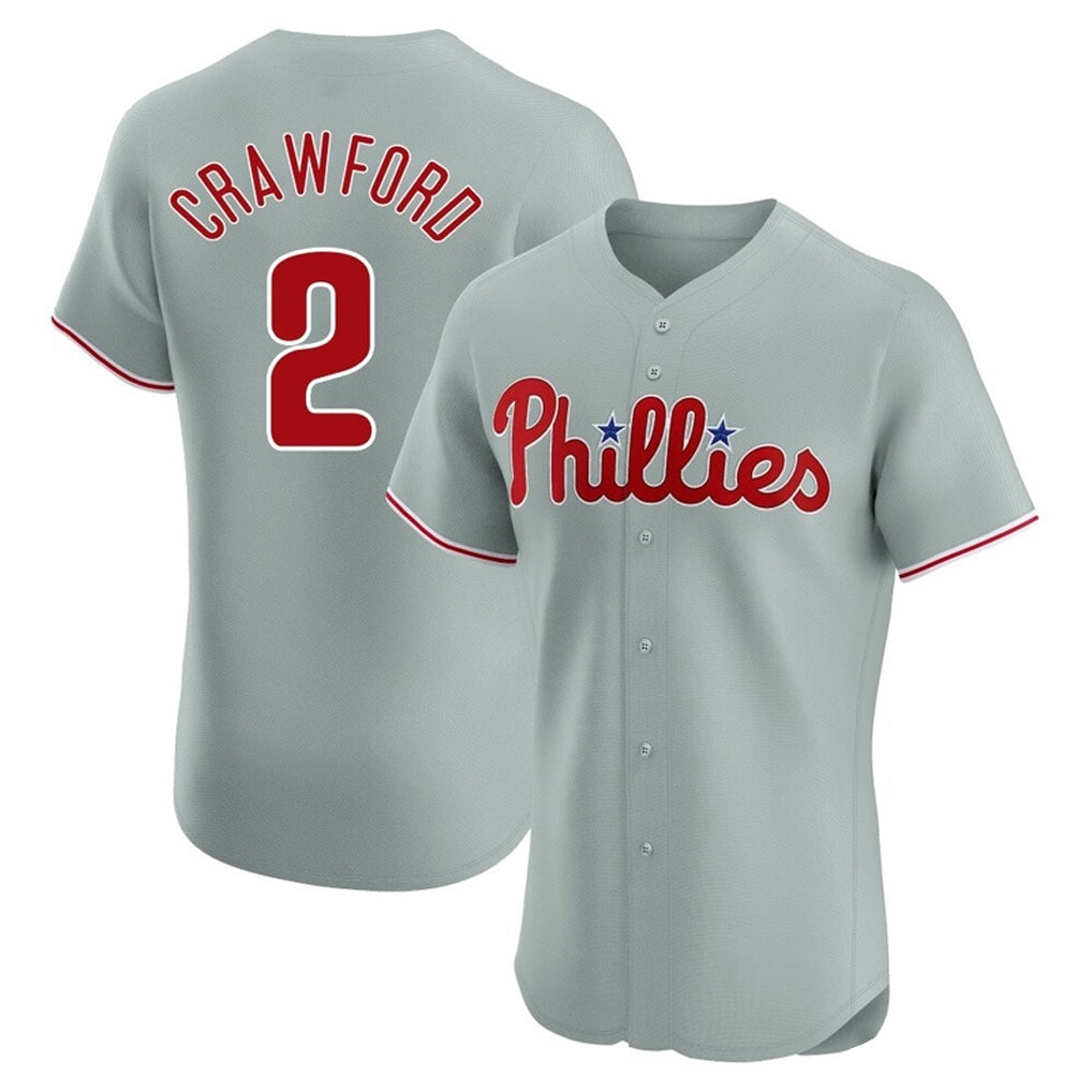 Ndoa P.Phillies #2 Justin Crawford Player Gray Home Limited Elite Stitched Jerseys