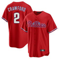 Ndoa P.Phillies #2 Justin Crawford Player Red Home Game Stitched Jerseys