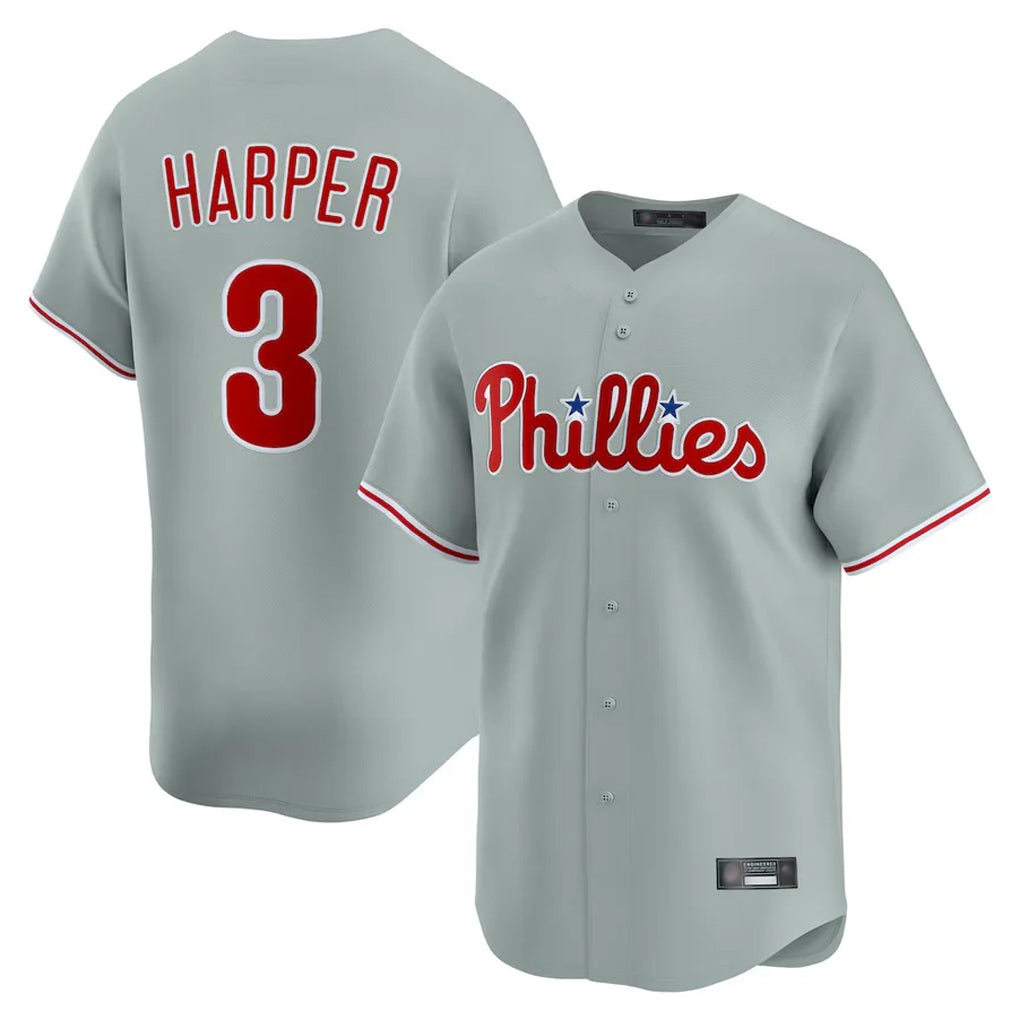 Ndoa P.Phillies #3 Bryce Harper Player Gray Home Limited Stitched Jerseys