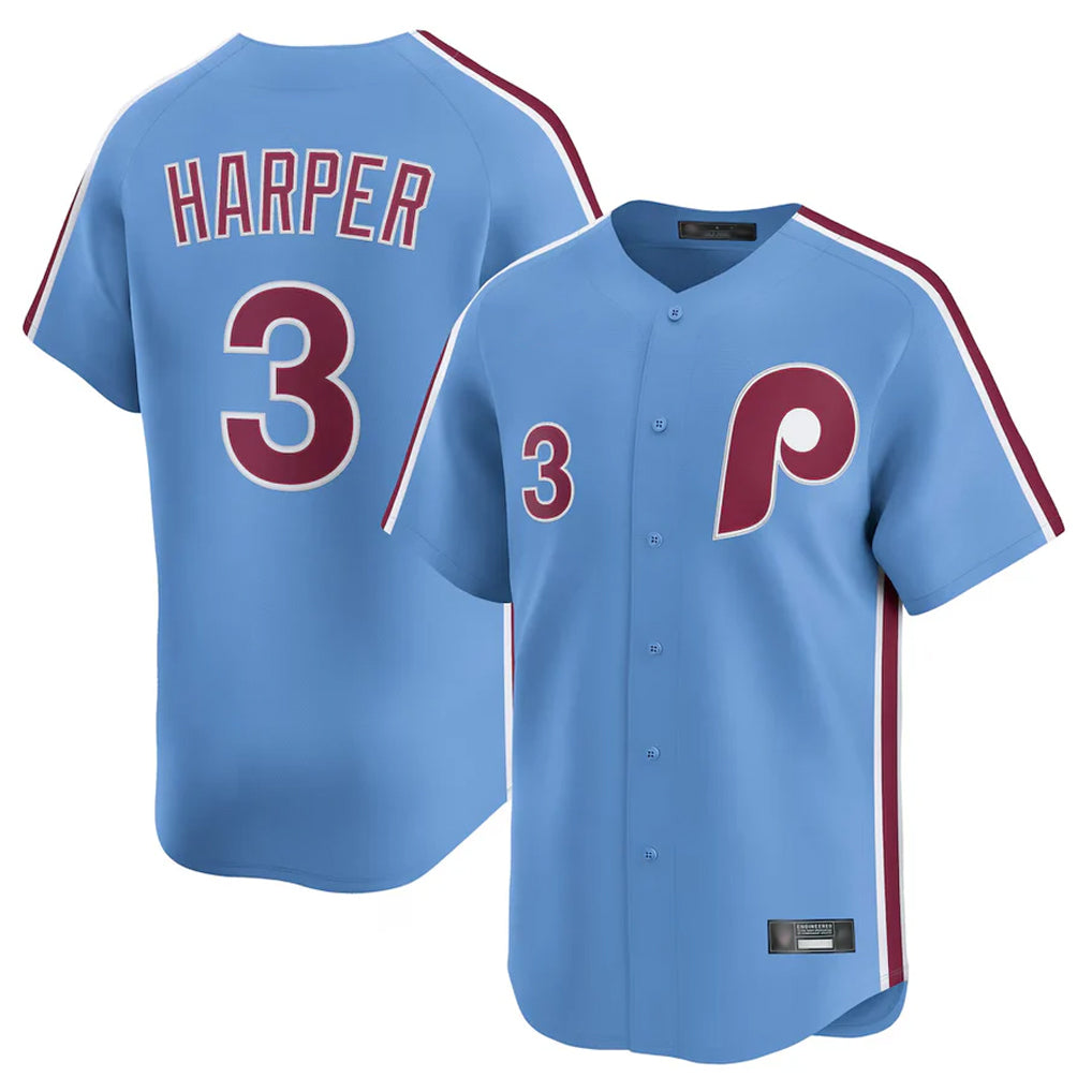 Ndoa P.Phillies #3 Bryce Harper Player Light Blue Home Limited Stitched Jerseys