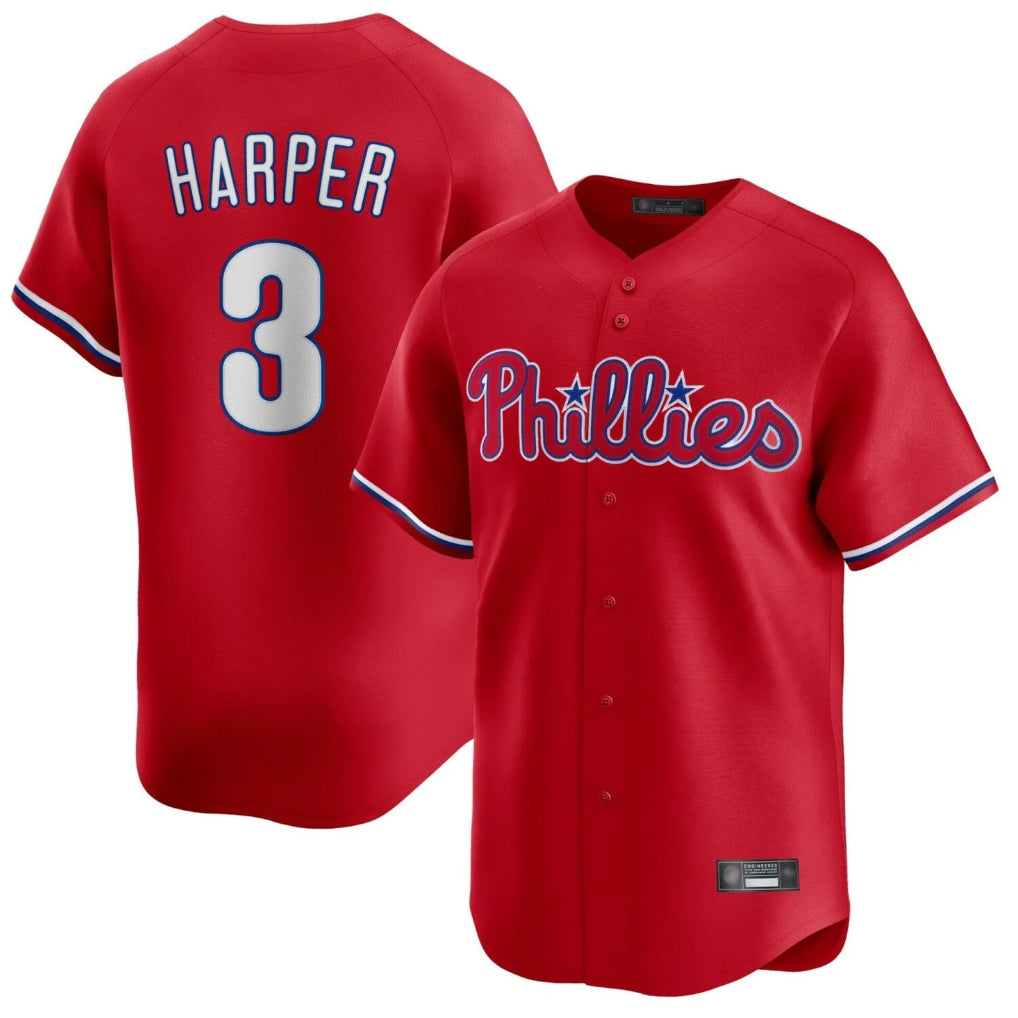 Ndoa P.Phillies #3 Bryce Harper Player Red Home Limited Stitched Jerseys