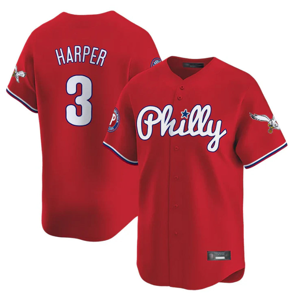 Ndoa P.Phillies #3 Bryce Harper Player Red Phillies & Eagles Vapor Premier Limited Stitched Jerseys