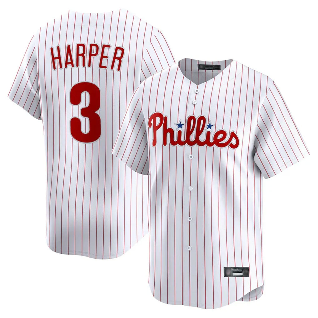Ndoa P.Phillies #3 Bryce Harper Player White Home Limited Stitched Jerseys