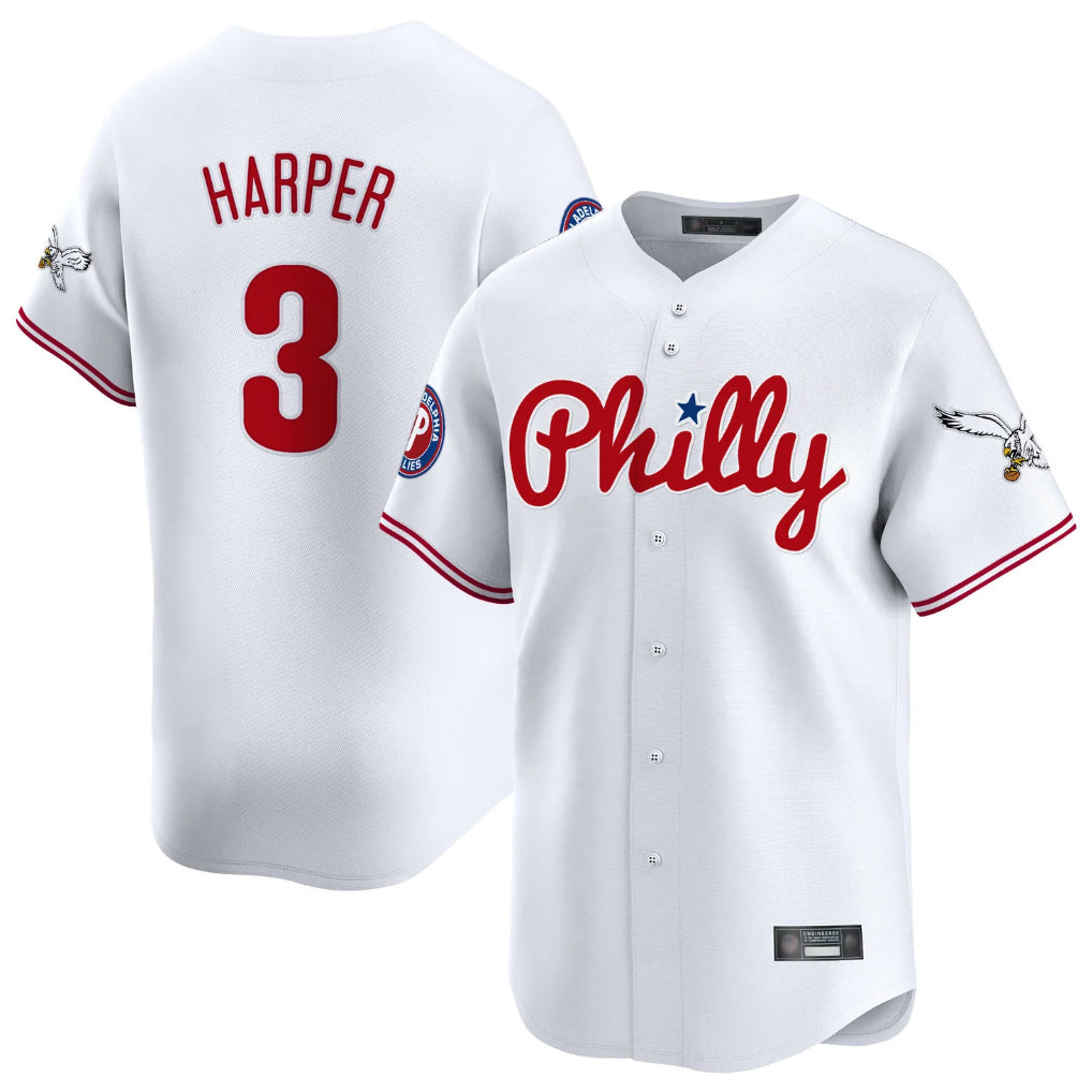 Ndoa P.Phillies #3 Bryce Harper Player White Phillies & Eagles Vapor Premier Limited Stitched Jerseys
