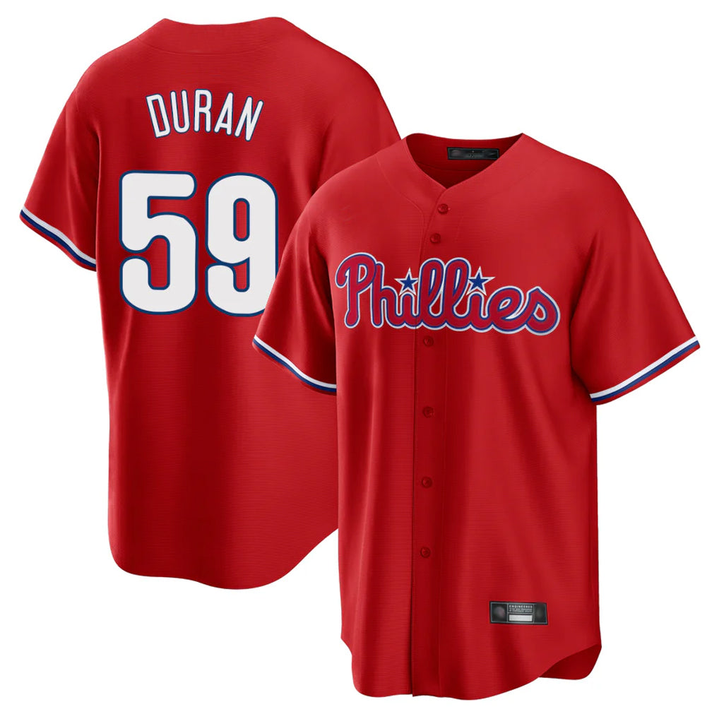 Ndoa P.Phillies #59 Jhoan Duran Player Red Home Game Stitched Jerseys