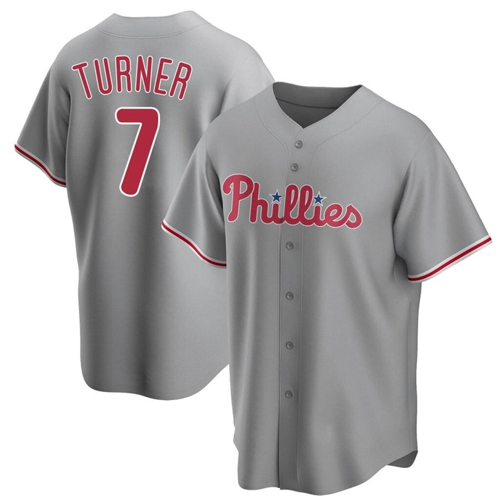 Ndoa P.Phillies #7 Trea Turner Player Gray Home Game Stitched Jerseys