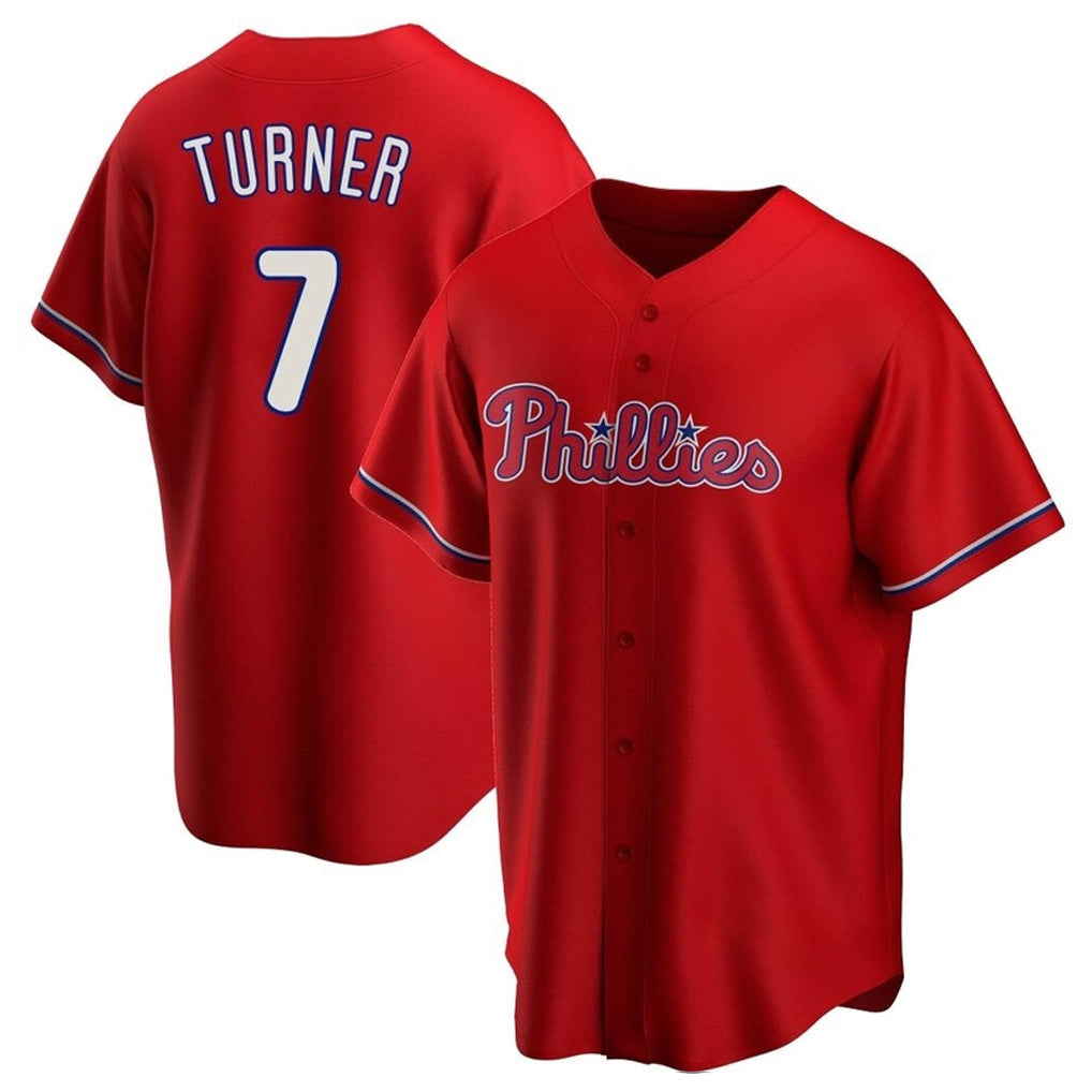 Ndoa P.Phillies #7 Trea Turner Player Red Home Game Stitched Jerseys