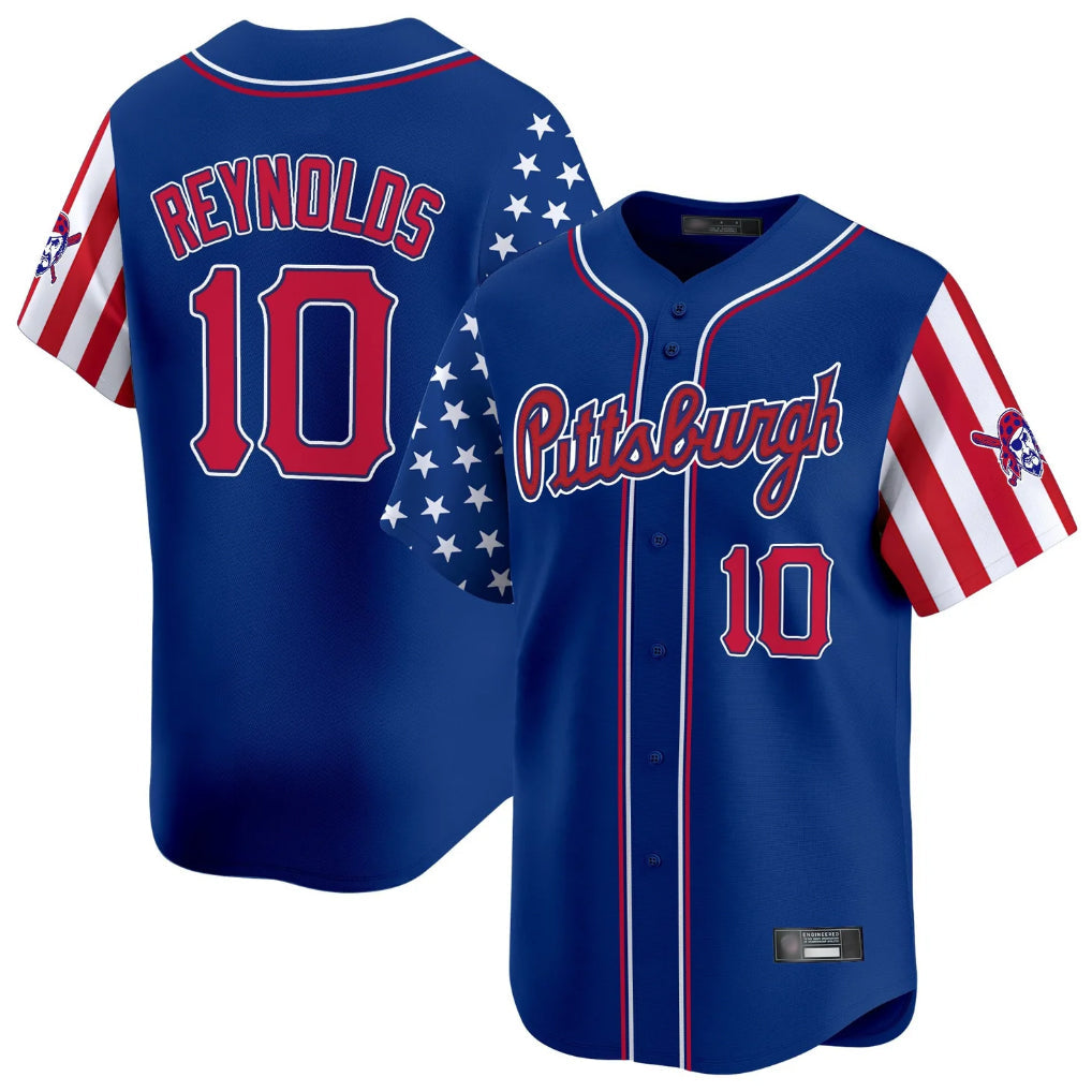 Ndoa P.Pirates #10 Bryan Reynolds Player Royal 2025 Independence Day Vapor Premier Limited Stitched Jerseys