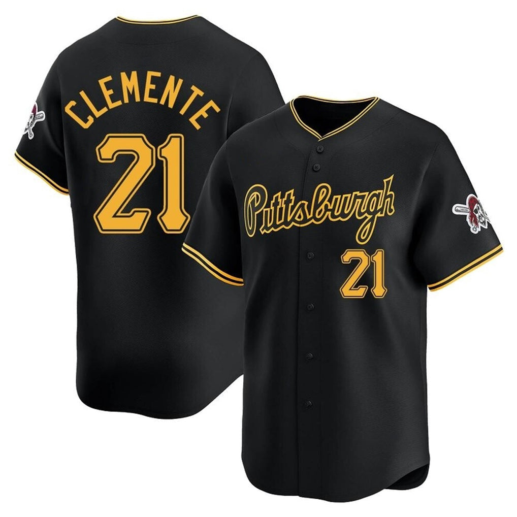 Ndoa P.Pirates #21 Roberto Clemente Player Black Alt Home Limited Stitched Jerseys
