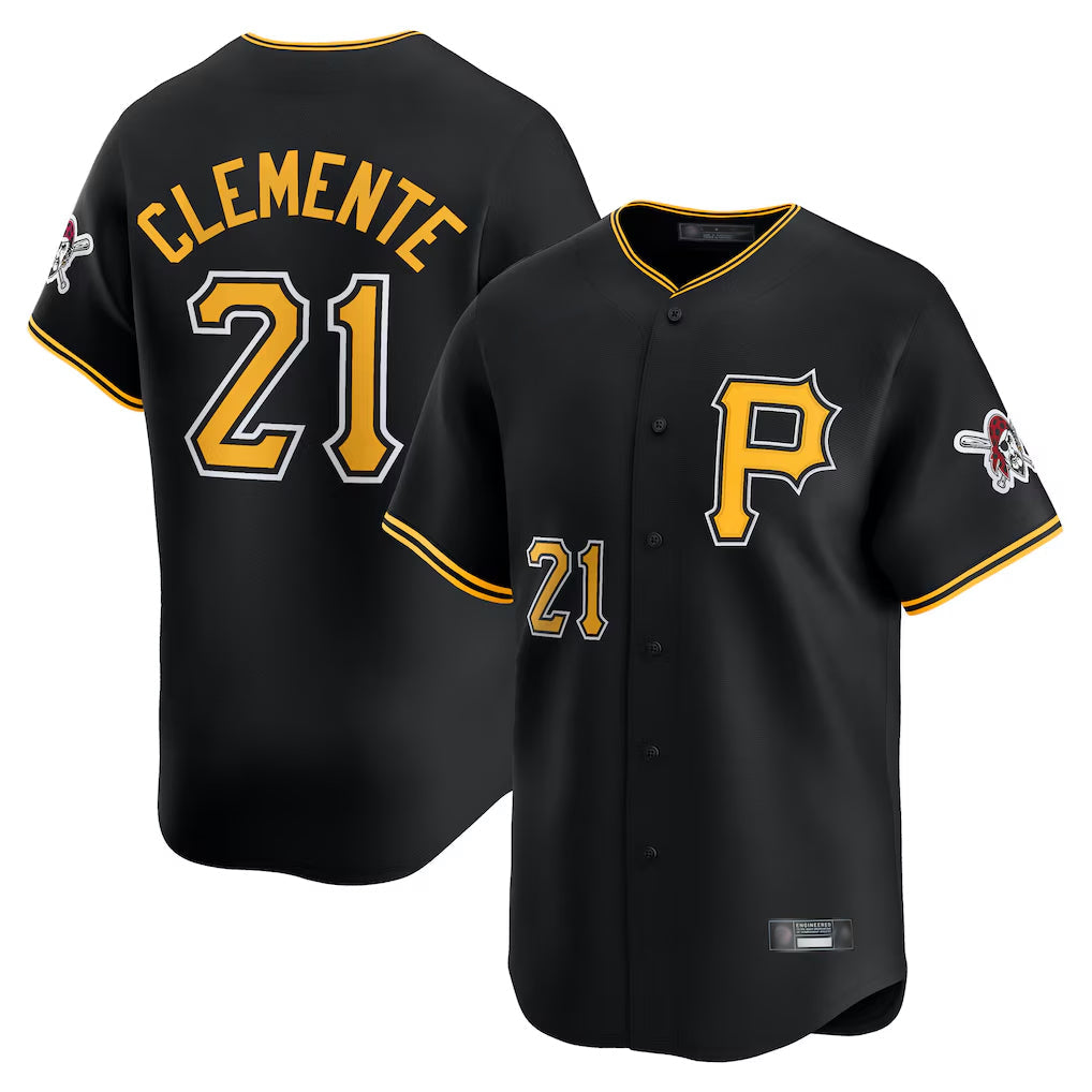 Ndoa P.Pirates #21 Roberto Clemente Player Black Alternate Limited Game Stitched Jerseys
