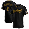 Ndoa P.Pirates #21 Roberto Clemente Player Black Home Limited Elite Stitched Jerseys