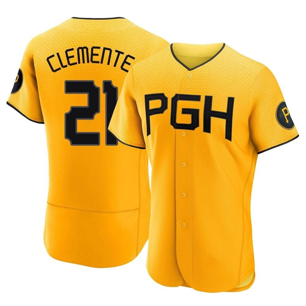 Ndoa P.Pirates #21 Roberto Clemente Player Gold City Connect Home Limited Elite Stitched Jerseys