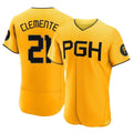 Ndoa P.Pirates #21 Roberto Clemente Player Gold City Connect Home Limited Elite Stitched Jerseys
