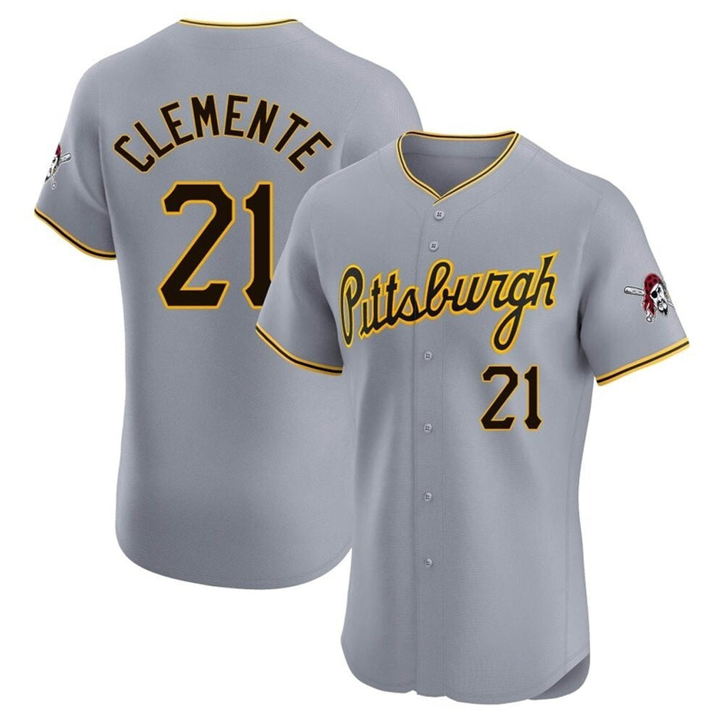 Ndoa P.Pirates #21 Roberto Clemente Player Gray Road Home Limited Elite Stitched Jerseys