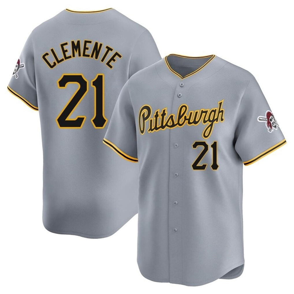 Ndoa P.Pirates #21 Roberto Clemente Player Gray Road Home Limited Stitched Jerseys